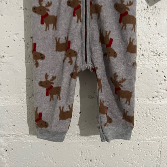 5/$25 Carter's Just One You Boy Romper 6 Months Gray Fleece Reindeer Christmas - Picture 3 of 5